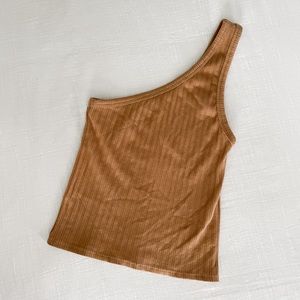 American Eagle One-Shoulder Crop Tank Top, S, Rust